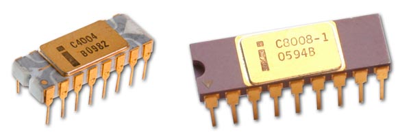 Microprocesadores Intel 4004 y 8008