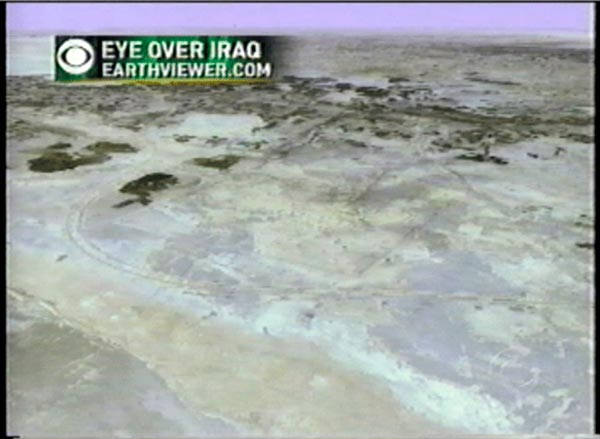 Imagen de la CBS mostrando un escenario en Irak utilizando Earthviewer