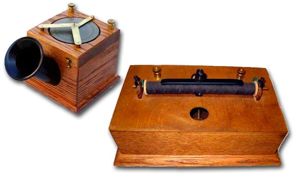 Emisor y receptor del teléfono de J. P. Reis (1862)