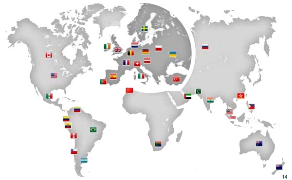 Presencia de Trovit en el mundo en 2014