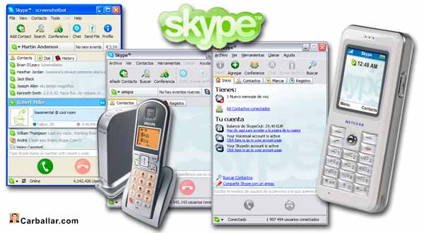 Primeras versiones de Skype y terminales IP conectables