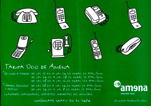 Anuncio de Amena indicando sus tarifas (1999)
