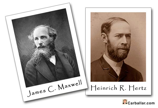 Fotos de James Maxwell y Heinrich Hertz