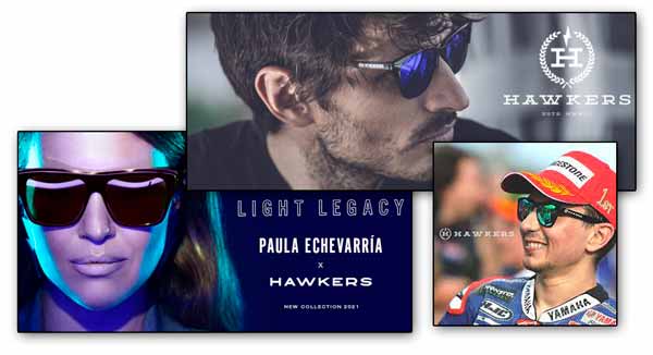 Algunas de las colaboraciones con Hawkers (Paula Echavarría, Andrés Velencoso y Jorge Lorenzo