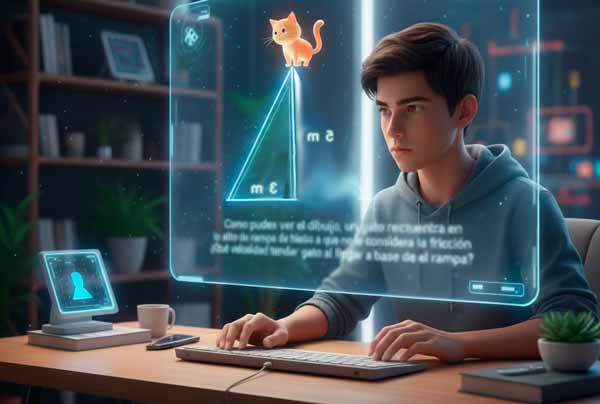 Trabajo en casa con la ayuda del asistente de IA