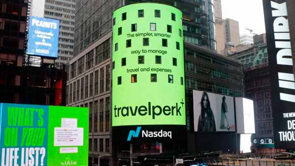 Anuncio de TravelPerk en Time Square en Nueva York